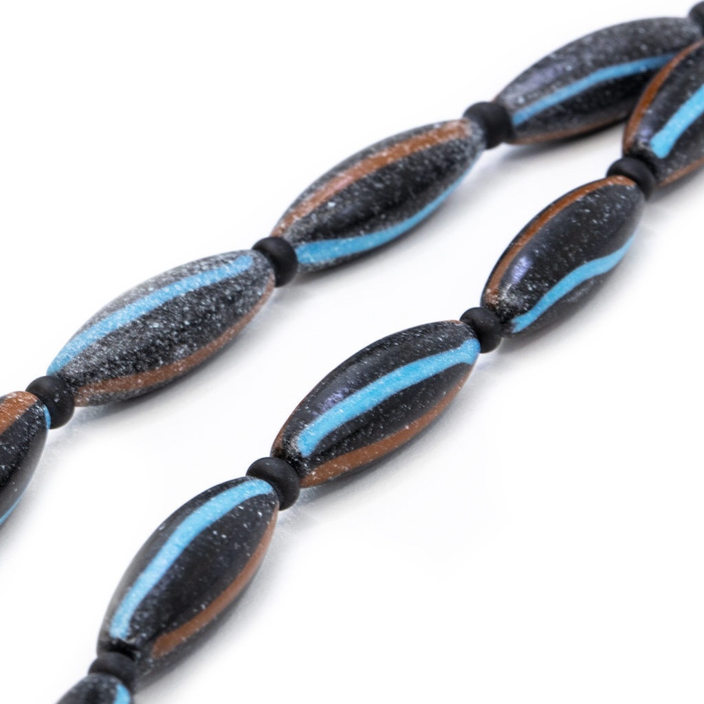 Collana Perle Etniche e di Baratto con olivette a finitura anticata