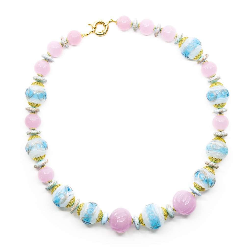 Collana Venezia Grimani di perle in vetro alabastro e filigrana