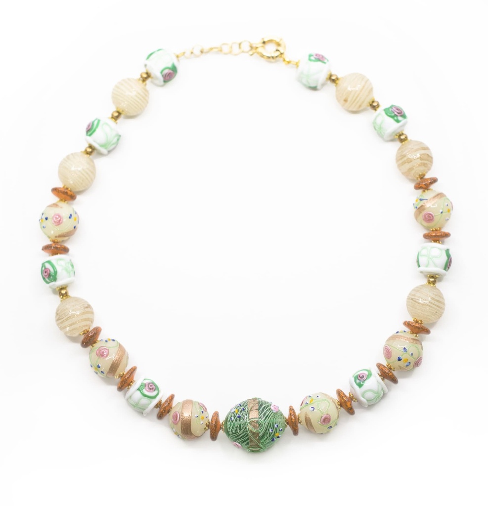 Serenissima Fortuny-Halsband: Smaragd-Reticello