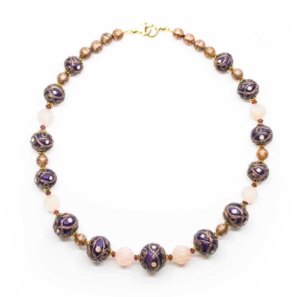 Collier Serenissima Cà Rezzonico: verre et pierres semi-précieuses