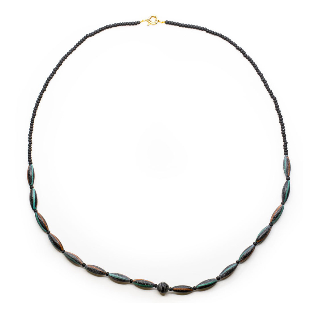 Ethnic and barter beads necklace with antique finish