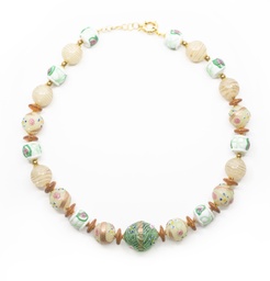 [F208X] Serenissima Fortuny-Halsband: Smaragd-Reticello