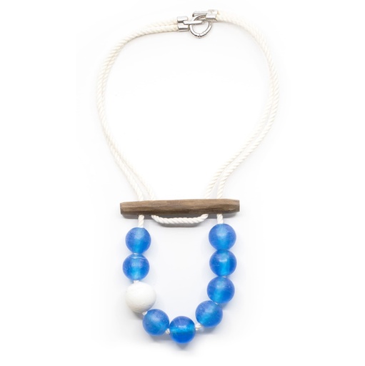 [U403A] Collier Upcycling Alchimia : le verre de Murano rencontre le bois