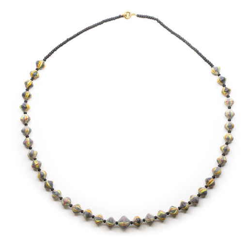 [R715N] Ethnic and barter beads necklace with antique finish