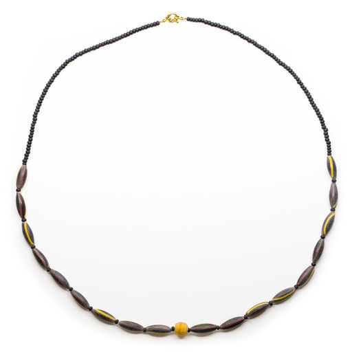 [R731O] Collana Perle Etniche e di Baratto con finitura anticata