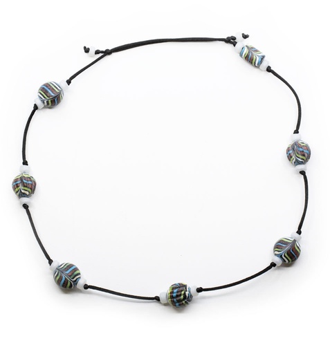 [R704T] Necklace of ethnic and Barter pearls called Phoenician