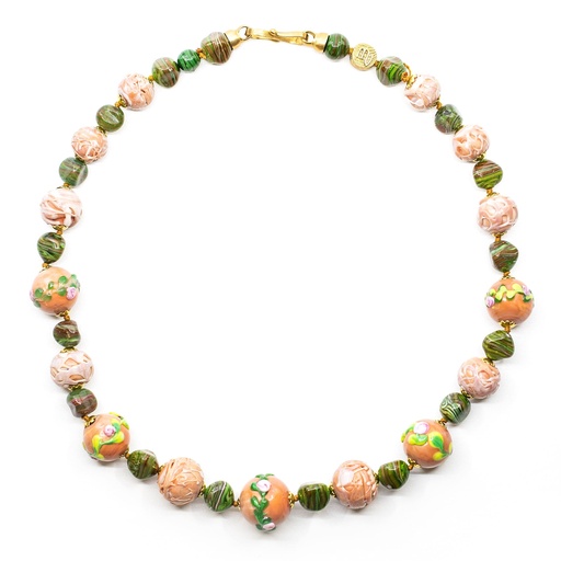 [M241X] Collier Serenissima Mocenigo: brins et boutons de roses